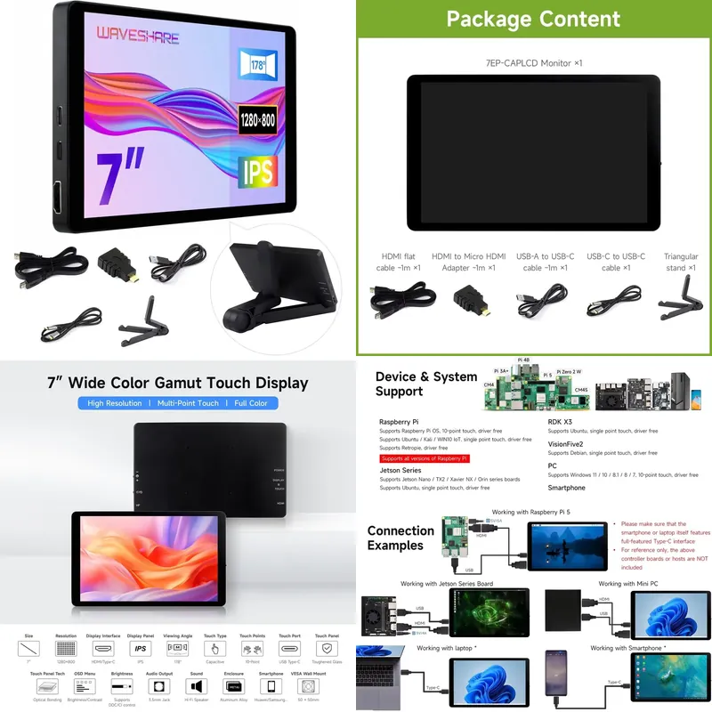 Raspberry Pi Zero - 아이스마트링크 웨이브쉐어 7인치 1280x800 정전식 터치