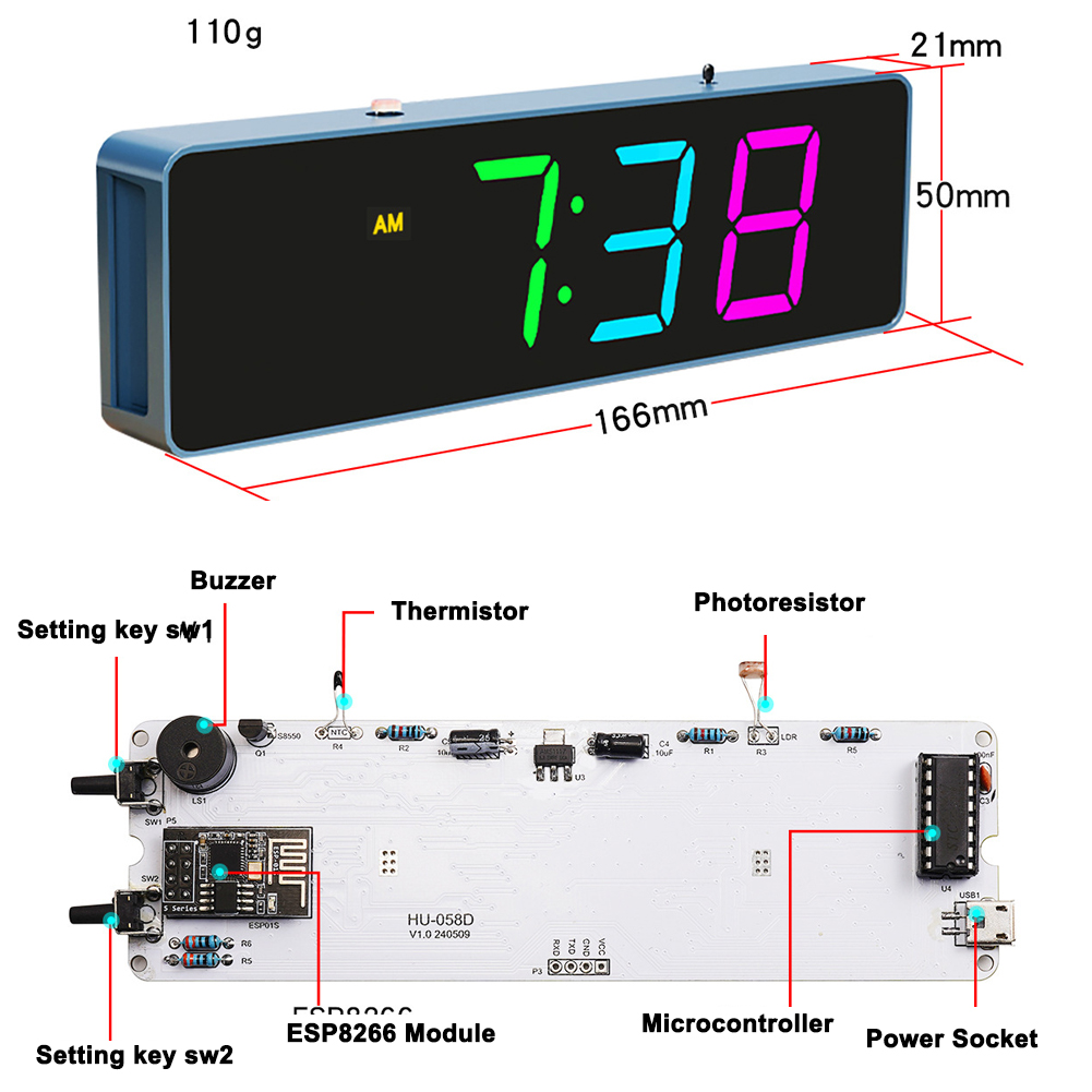IoT 다채로운 와이파이 시계 키트, 지능형 전자 시계 - Diy Electronics Watch 리뷰 및 가격