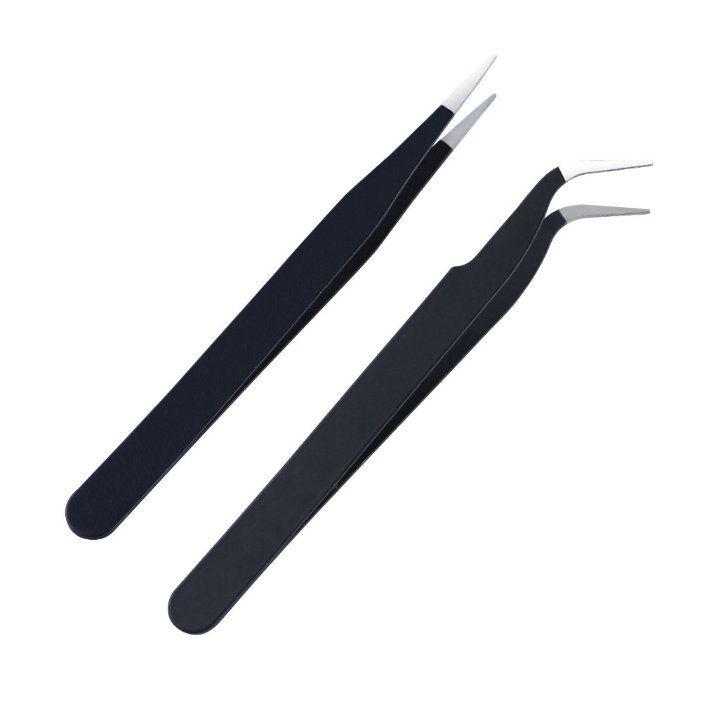 2개 정밀 정전기 방지 핀셋 ESD 직선 및 곡선 팁  - Diy Electronics Parts 리뷰 및 가격
