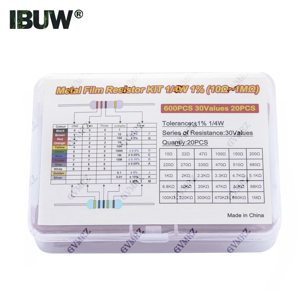 600개 30가지 값 1/4W 금속 필름 저항기 모음  - Diy Electronics Repair Kit 리뷰 및 가격
