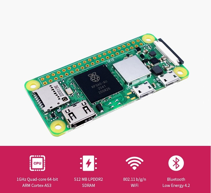 라즈베리 파이 제로 2 W, 5배 더 빠름. 1GHz  - Raspberry Pi Zero 리뷰 및 가격