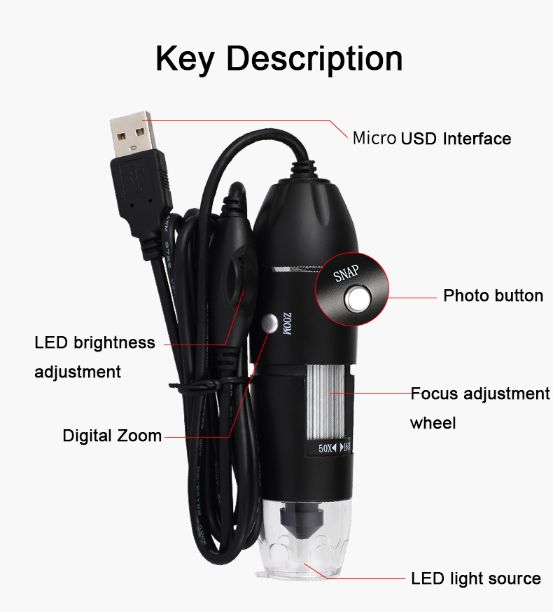 USB 디지털 현미경 500X/1000X/1600X 3 - Diy Electronics Microscope 리뷰 및 가격